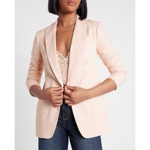 (B5) Express Peach Pink‎ Linen Blend One-Button Blazer XS